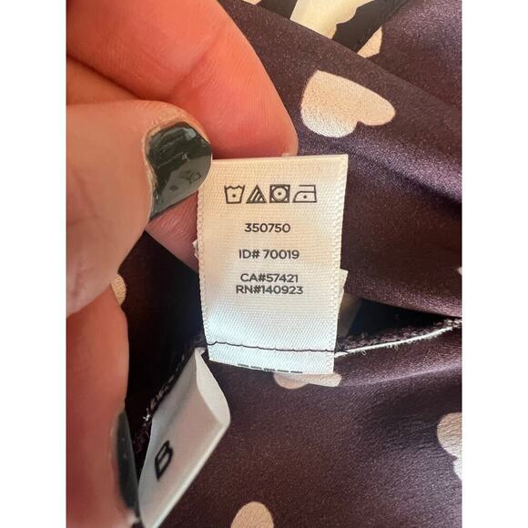 Ann Taylor Loft Women's Black Blouse with Hearts, Tie Neck, Petite Small, Office - Picture 8 of 10